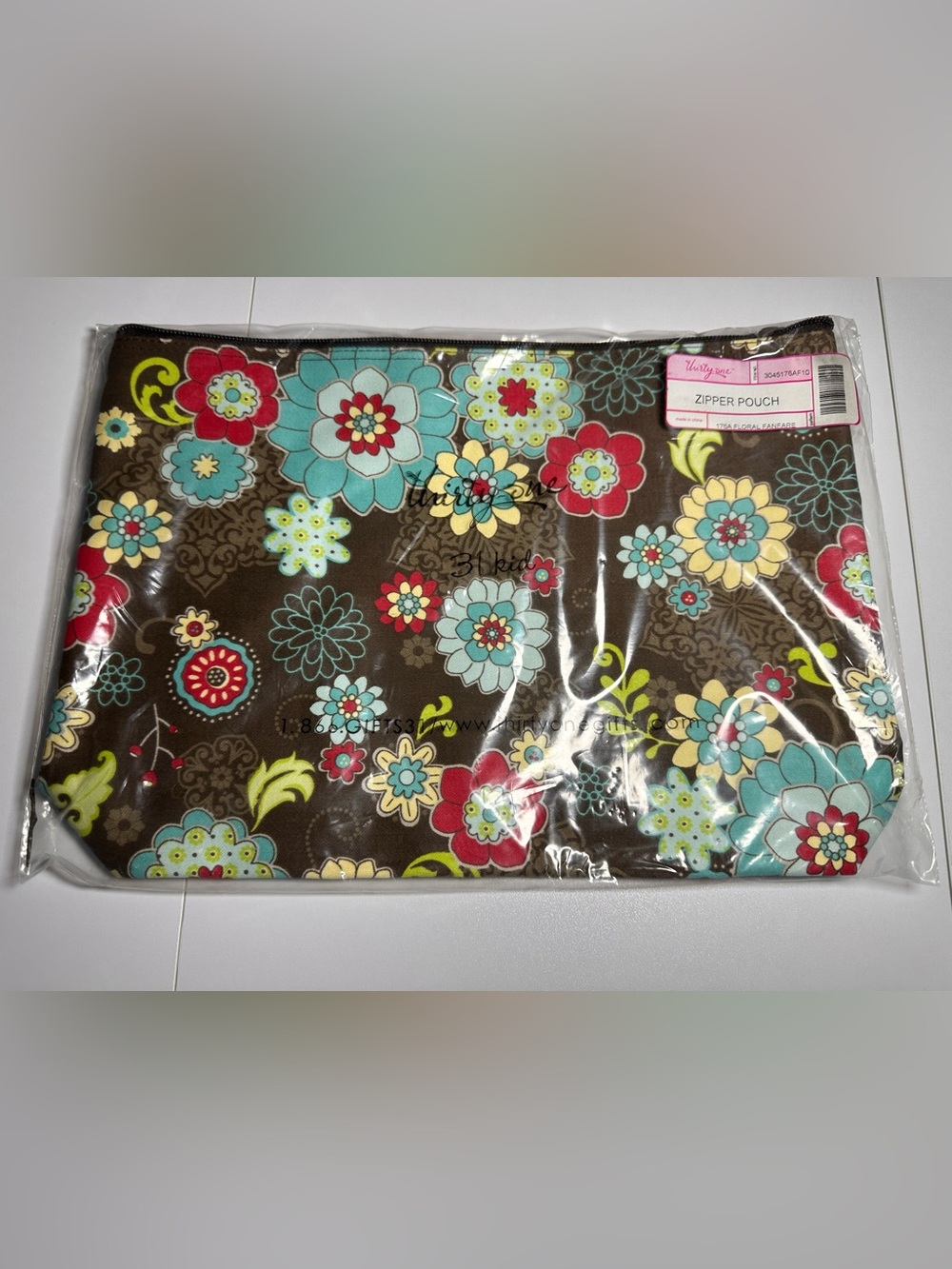 Thirty-One large Zipper Pouch -Floral Fanfare New in package
